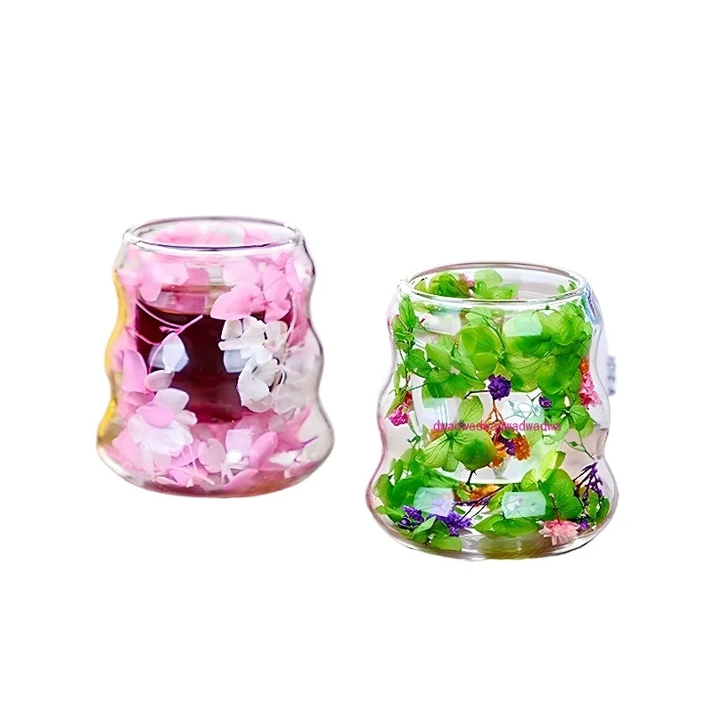 

Двухслойная стеклянная чашка для молока с вишневым цветком, высокотемпературная и противоожоговая, бытовая чашка для завтрака