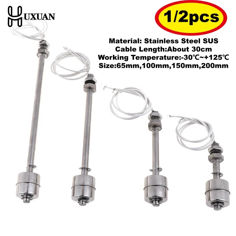 65/100/150/200mm Stainless Steel Float Switch Tank Liquid Water Level Sensor Double Ball Float Switch Tank Pool Flow Sensors