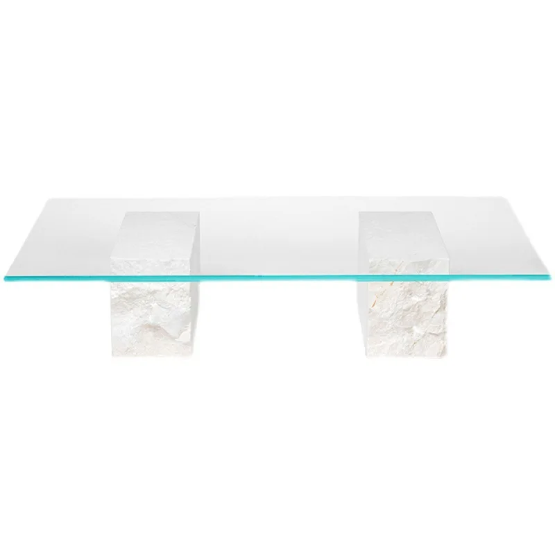 

Minimalist series glass coffee table Nordic modern cross-section stone living room coffee table new concept surprise