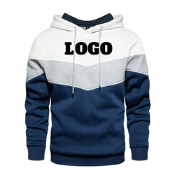 Custom Logo Men Hoodies Patchwork Spring Autumn Fashion Hooded Pocket Casual Streetwear DIY Male Sweatshirts