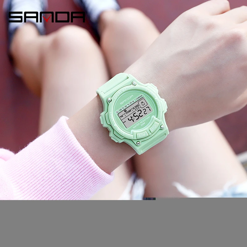 SANDA-reloj Digital electrónico para mujer, pulsera de lujo con LED, resistente al agua, deportivo, 6020