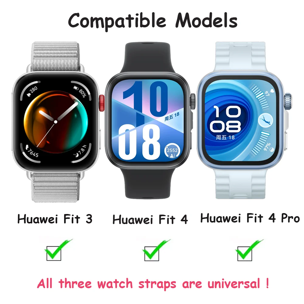 Pulseira trançada para huawei watch fit 4 pro, pulseira de substituição de nylon solo loop, fivela magnética, cinto huawei fit4 pro