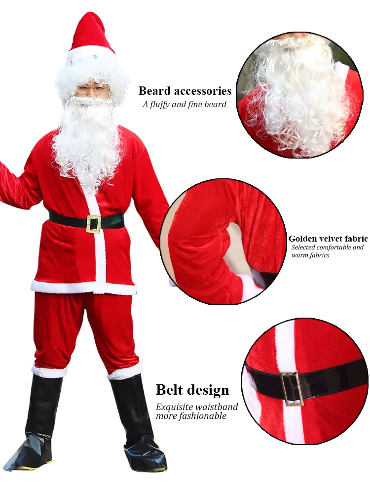 أزياء عيد الميلاد، وحفلات العطلات للبالغين، والأزياء التنكرية، وأزياء أداء الحفلات السنوية تحت عنوان سانتا كلوز