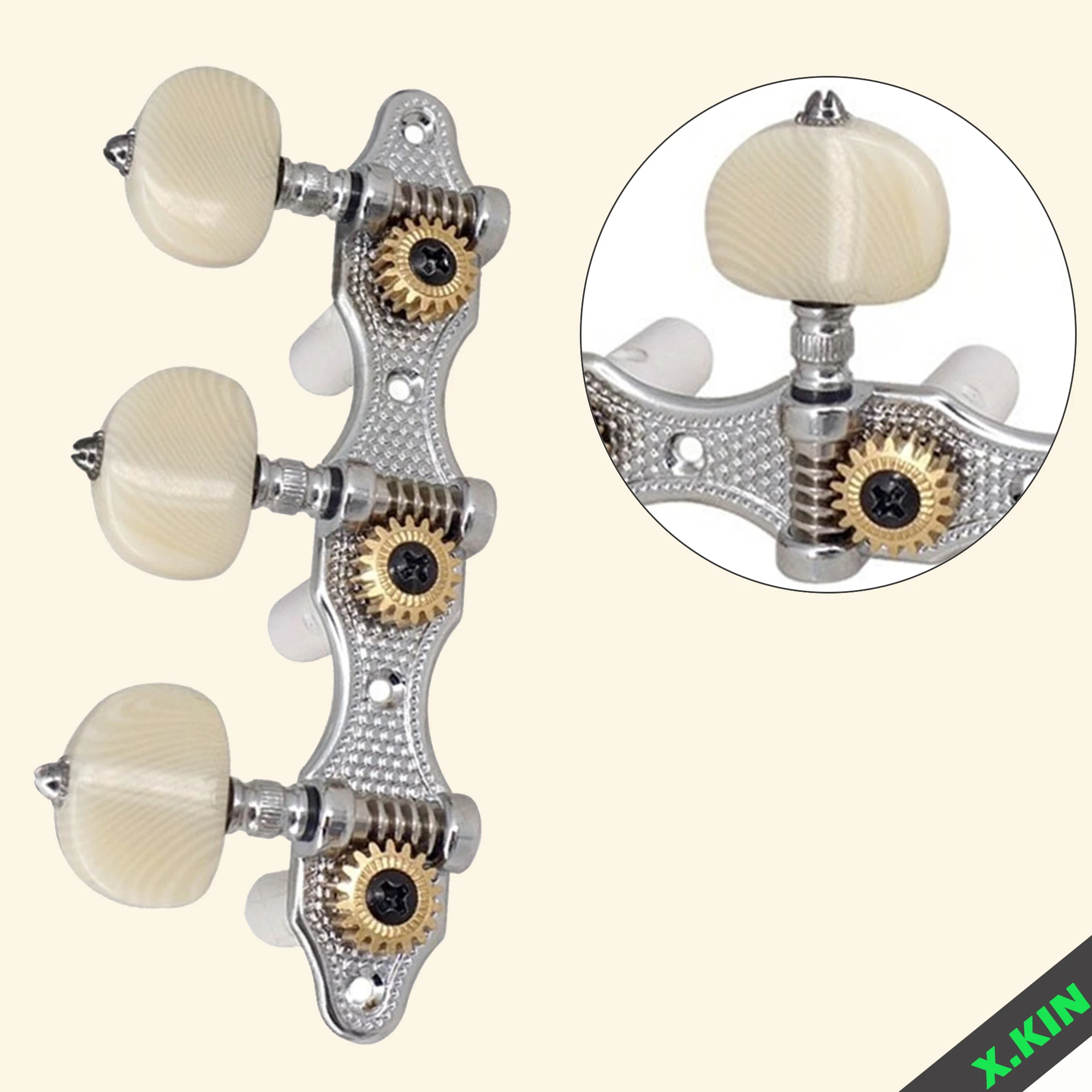 

Набор хромированных 3R3L колышек для настройки классической гитары, колки с трапециевидными кнопками Lvory, желтые аксессуары, детали