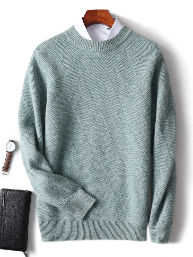 Nuovo autunno inverno maglione di Cashmere da uomo 100% lana Merino spessa caldo o-collo Pullover di grandi dimensioni maglieria di base morbido top Casual