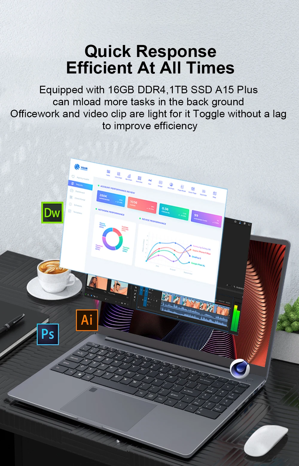 [Ship From Within Europe]Ninkear A15 Plus Laptop AMD Ryzen 7 5825U 15.6" FHD+ Display 16GB RAM+1TB SSD Wi-Fi 6 Bluetooth 4.0 Windows 11 Pro 63.52Wh Battery 65W Charging