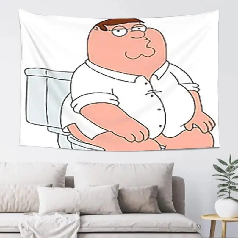 VIKAMA Cartoon Fat Man Toilet Meme Wall Hanging Tapestry Home Room Decor Bathroom Funny Poster Dorm College Gift Soft Durable