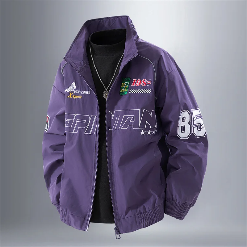 Men's 3D Embroidered Jacket Spring Autumn 2025 Flexible Crisp Wear-Resistant Comfortable Loose Fit for Casual Wear