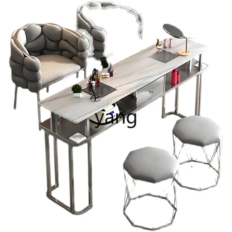 LMM Nail Table Economical Nail Shop Table and Chair Set Light Luxury Double Nail Table