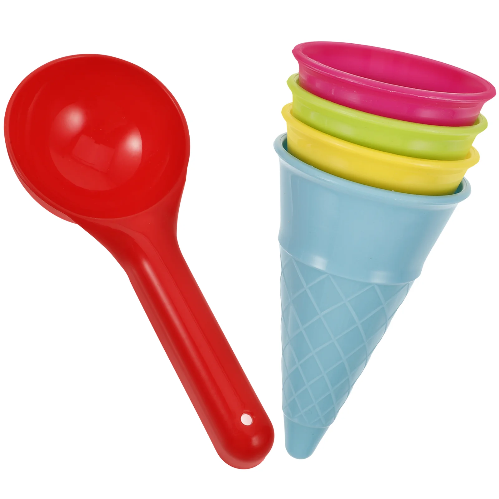 

5 Pcs Kids Beach Toys Ice Cream Scoop Cup Childern Outdoor Excavator Sandcastle