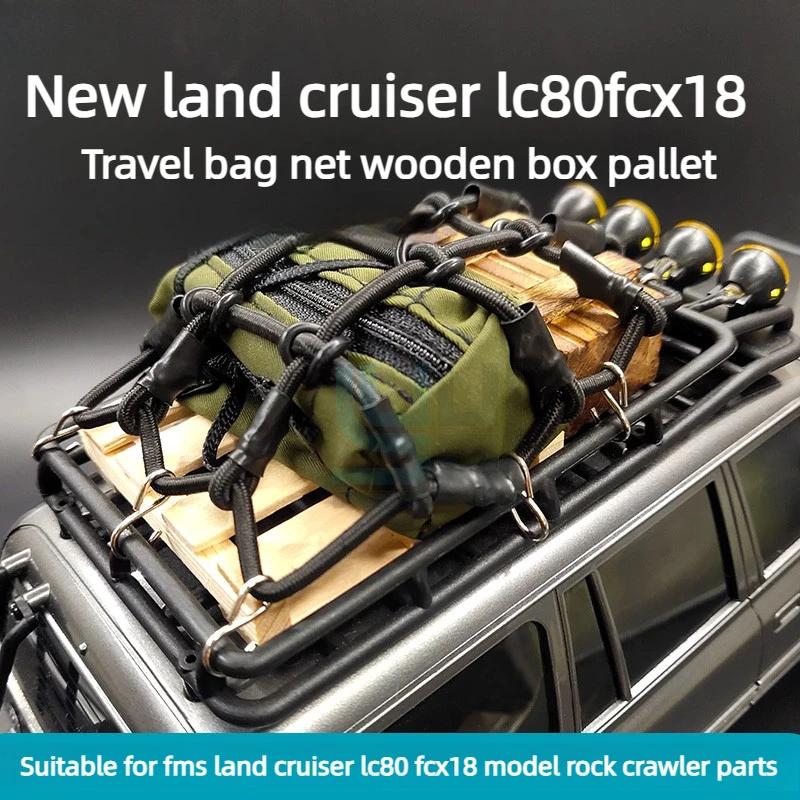 YH Exterior Upgrade Parts Roof Rack Luggage Box Elastic Net for FMS FCX18  Land Cruiser LC80 RC Crawler Modification Accessories