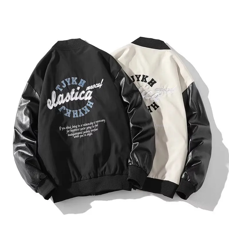 

Spring Autumn Hong Kong-style original Patchwork Embroidered Top Versatile Casual Baseball Uniform Color Jacket