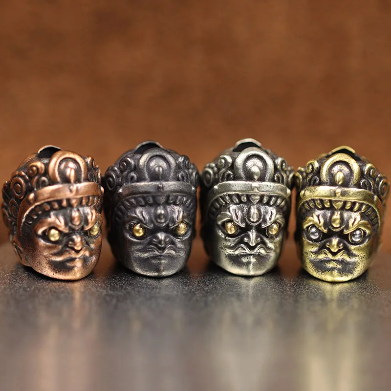 

Mahakala Buddha Head Sculpture Brass Knife Beads EDC Outdoor DIY Paracord Accessories Woven Bracelets Lanyard Pendants Hangings
