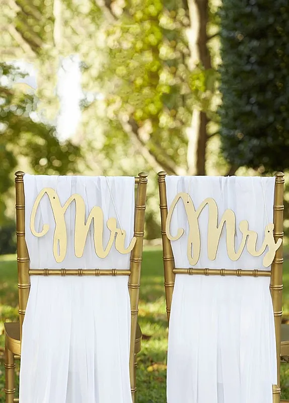 Mr and Mrs  Wedding Chair Signs for Wedding  Party  Chair Decoration Engagement Annivesary