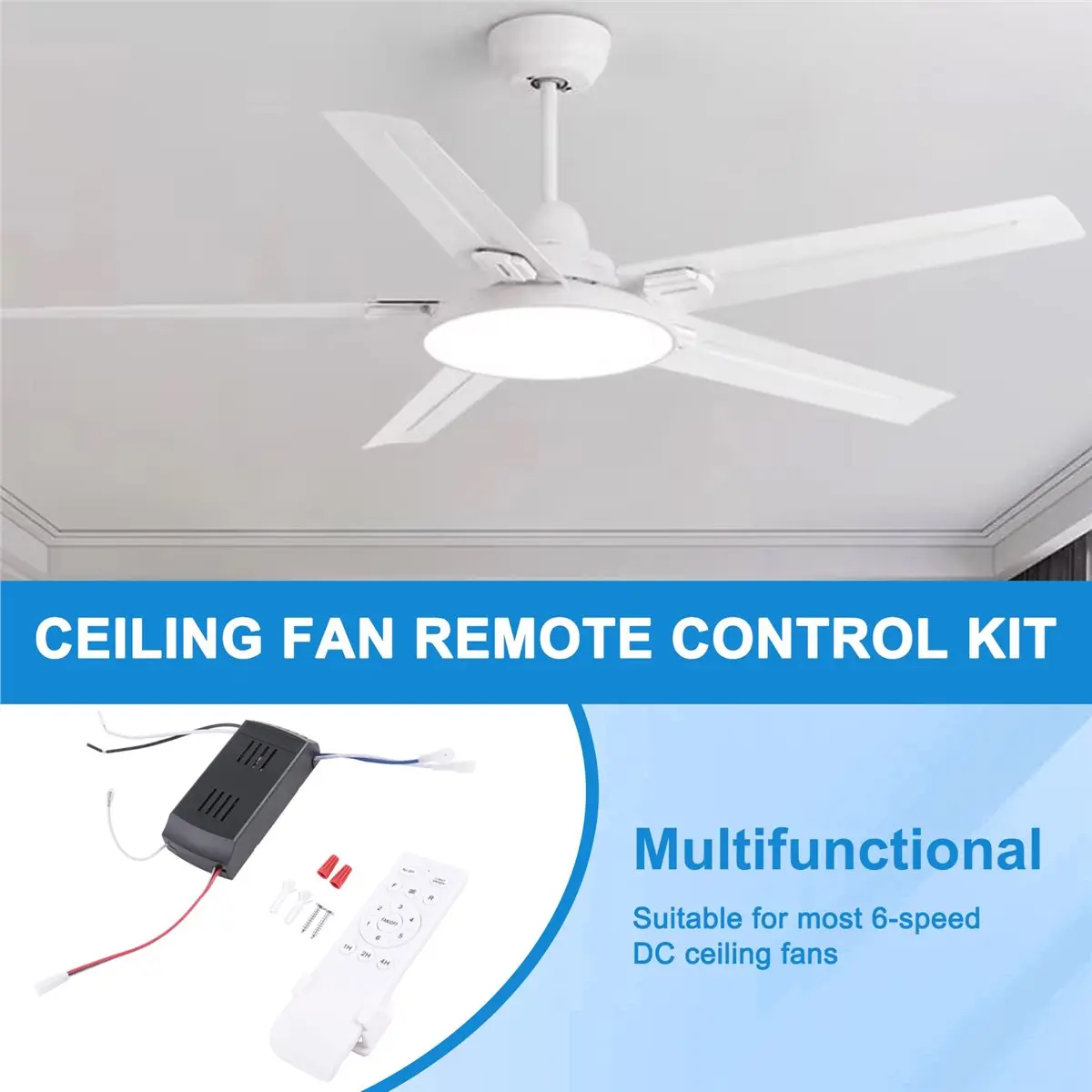 DTC5 Universal Ceiling Fan Remote Control Kit Replacement, 6-Speed & Timing, Remote Replacement for DC Ceiling Fan Light