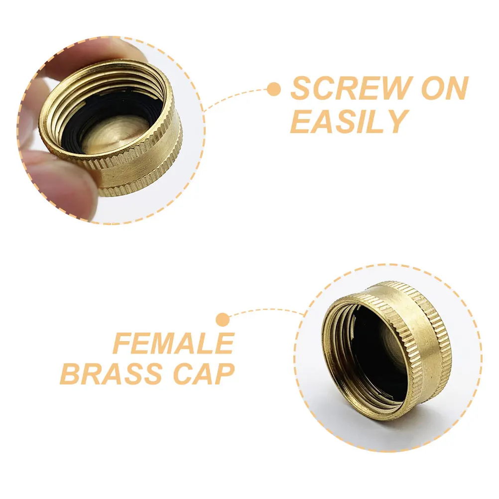 

2pcs Garden Hose End Cap Female 3/4 Inch Brass Thread Stopper Outdoor Faucet Hose Supplies Fittings Accessories