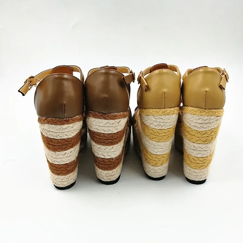 32-39 Women wedges 13.5cm high heels sandals Straw heel shoes Casual platform shoes open toe sandals women view 4