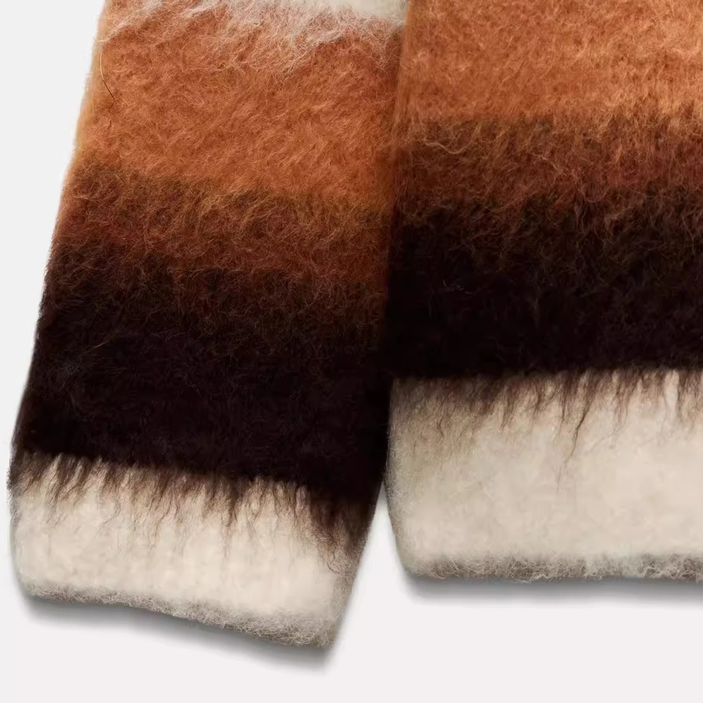 Suéter de Malha de Manga Longa com Decote Redondo para Mulheres Z, Efeito de Desbotamento de Cor, Bordado, Ajuste Solto,...