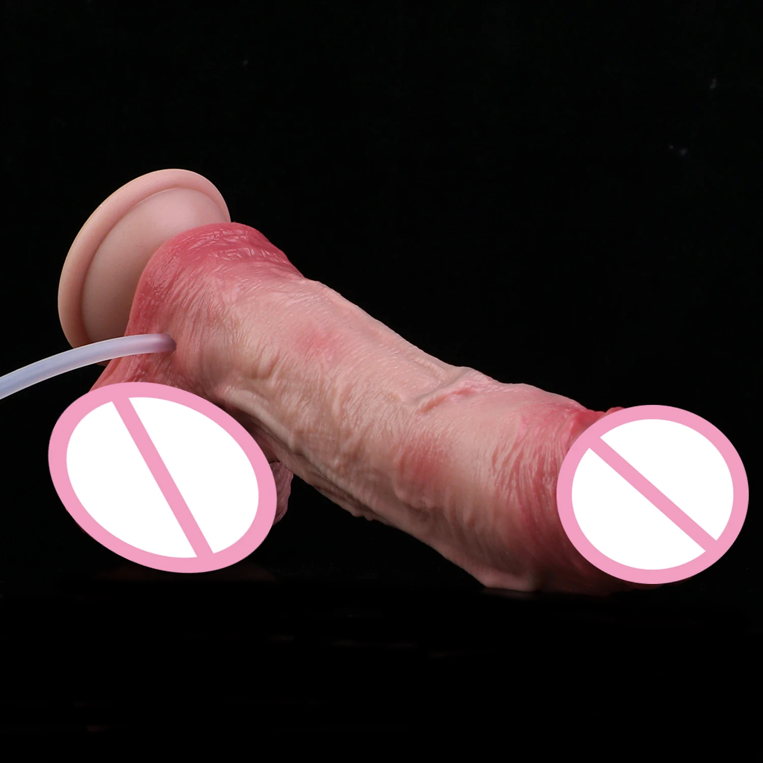 FAAK Doppio Strato di Silicone Schizzi Realsitic Dildo Eiaculazione Pene Realistico Con Ventosa Giocattoli Del Sesso G-Spot Gioco Della Prostata Anale