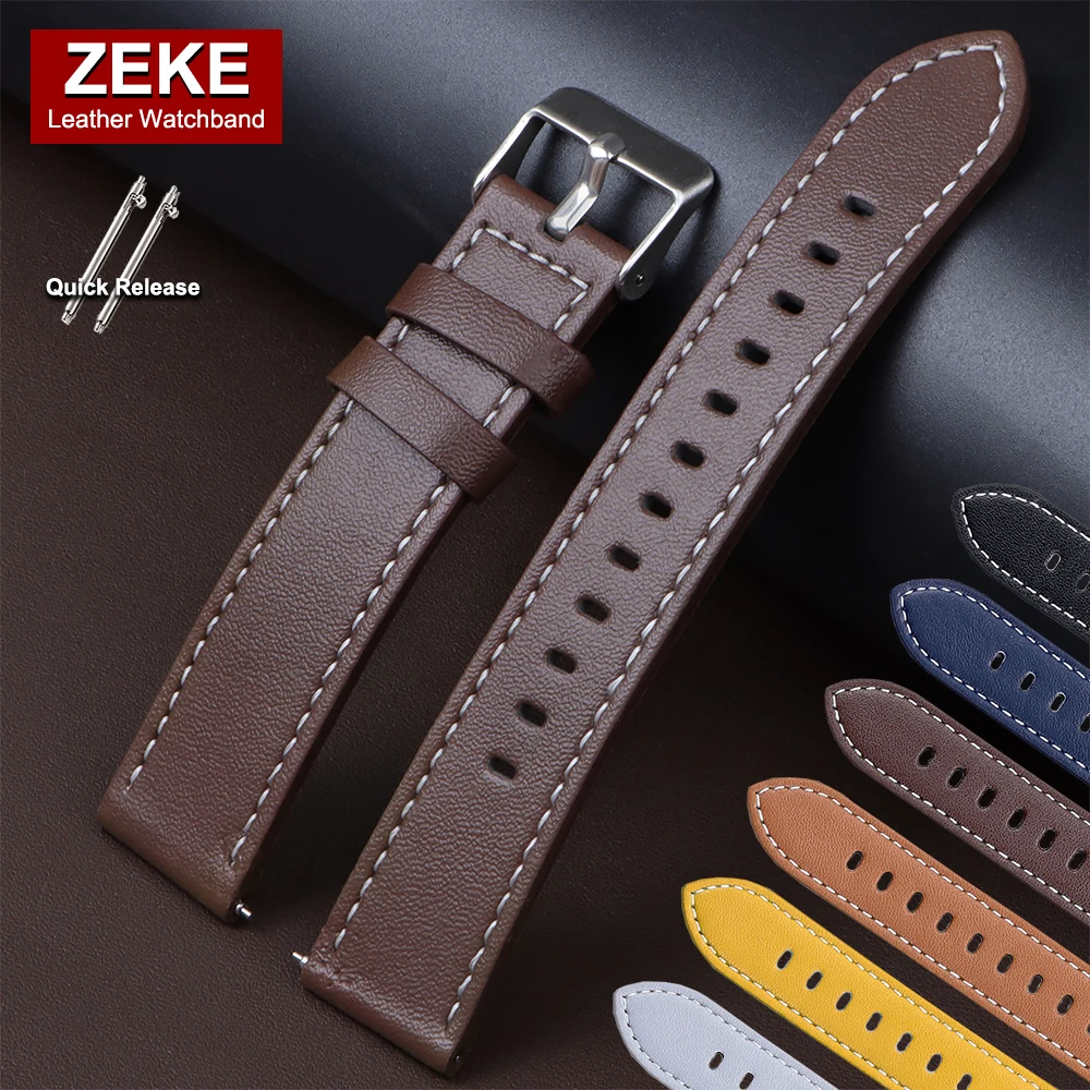 Pu Leather Strap 20mm 22mm for Huawei Watch 3/3 Pro for Samsung Galaxy Watch3/GT3 Bands Quick Release Smartwatch Wristwatch Band