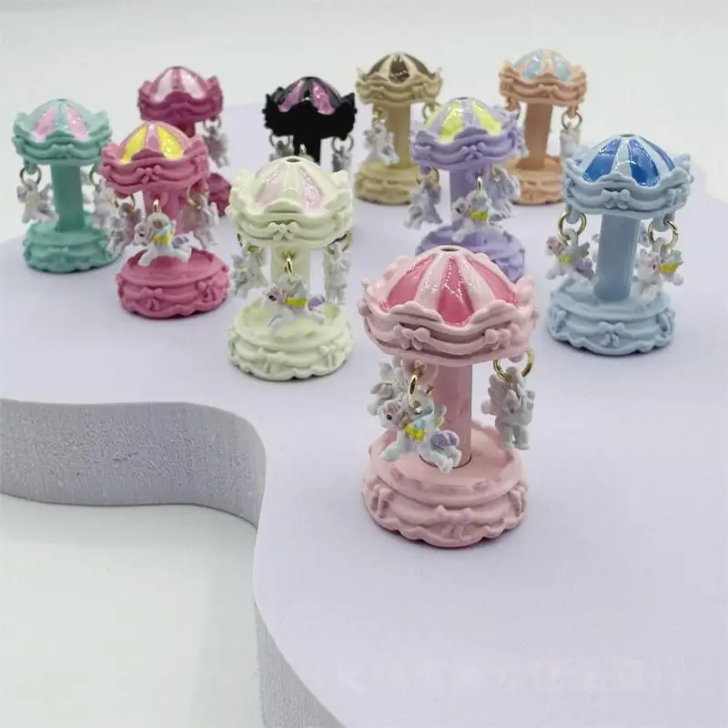1Pcs Carousel Alloy DIY Jewelry Accessories Creative Fantasy Christmas Holiday Decor Carousel Ferris Wheel Ornaments Keychain
