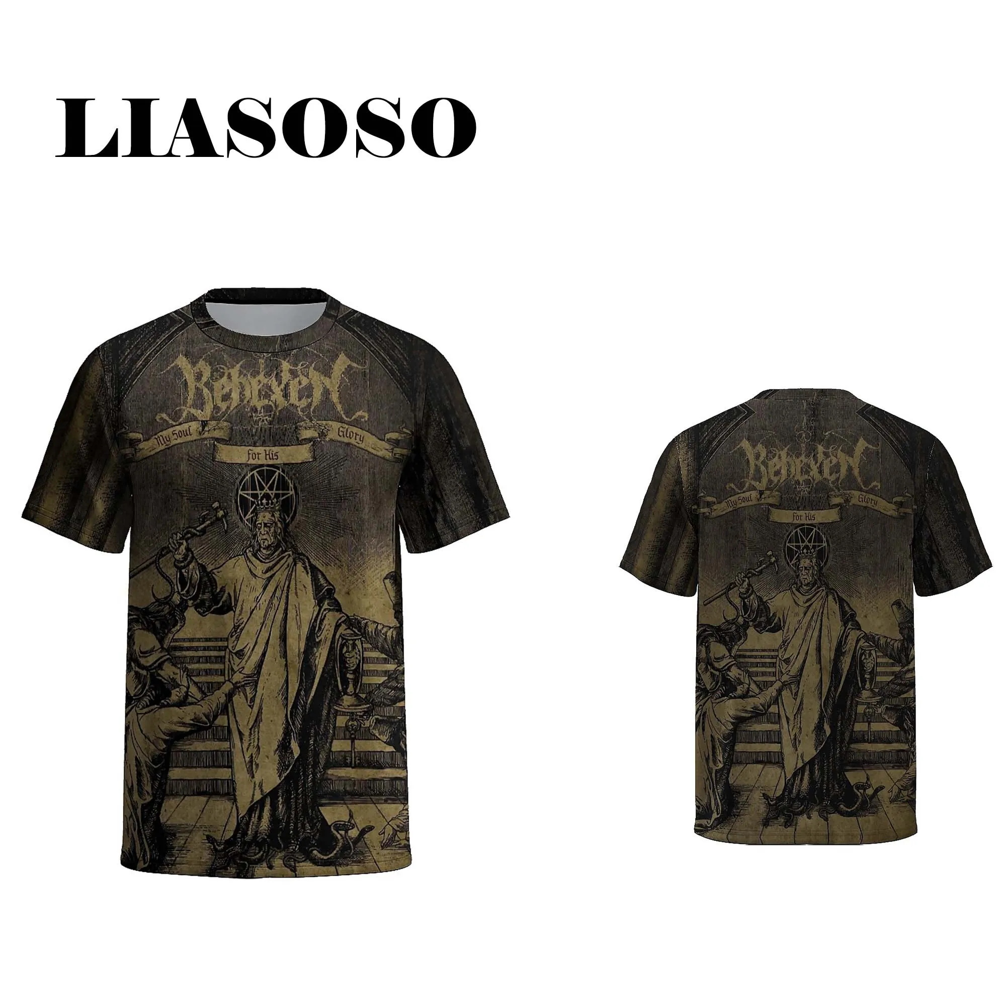 

LIASOSO 2024 Behexen Rock Tshirt Band Harajuku Tops 3D Printed T-Shirt Fashionable Round Neck Summer Tee for Men & Women