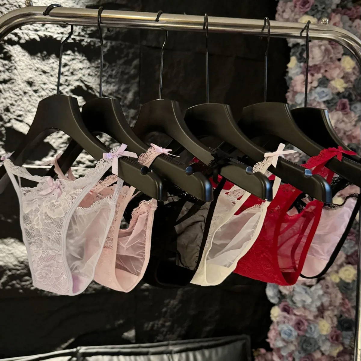 إغراء مقوس دانتيل زهرة السروال المرأة رقيقة الأشرطة عبر حزام شبكة الجوف خارج سراويل لينة القطن المنشعب ملخصات الملابس الداخلية