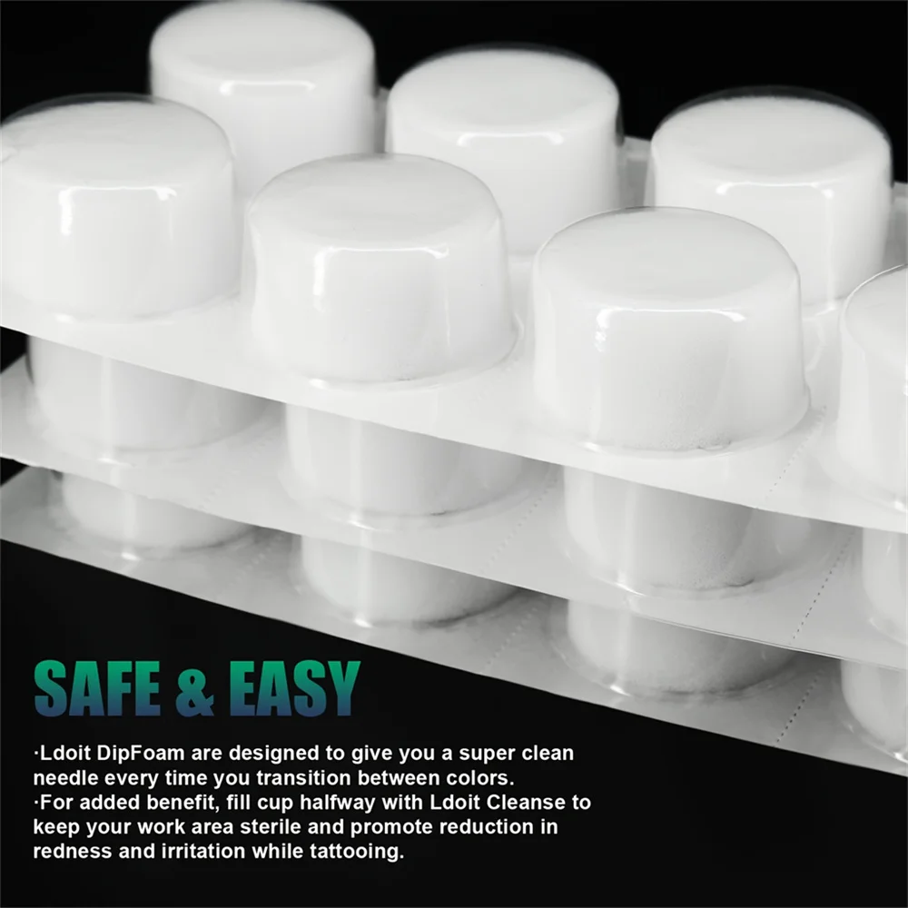 24-Pack Hypoallergenic Tattoo Foam Dip Caps: Professional, Disposable Needle Cleaning Solution