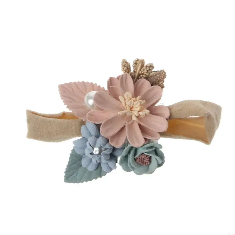 K92D Baby Girls Flower Bow Headbands Floral Hair Band Perfect Baby Gift Soft Flower