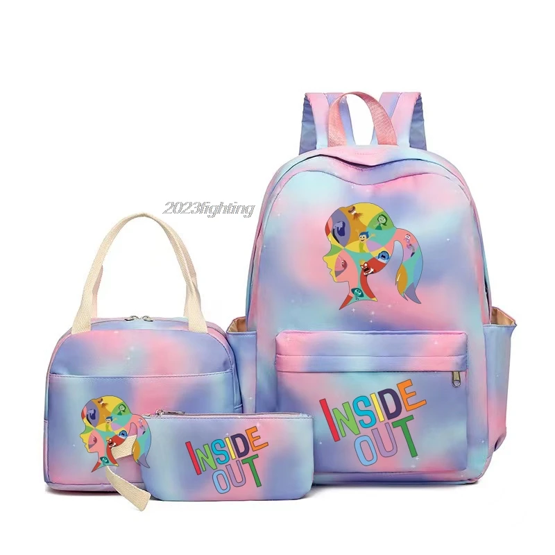 Inside out Backpack With Lunch Bags Student Back To Travel School Teenager Boys Girls School Bags Cartoon Casual Mochilas