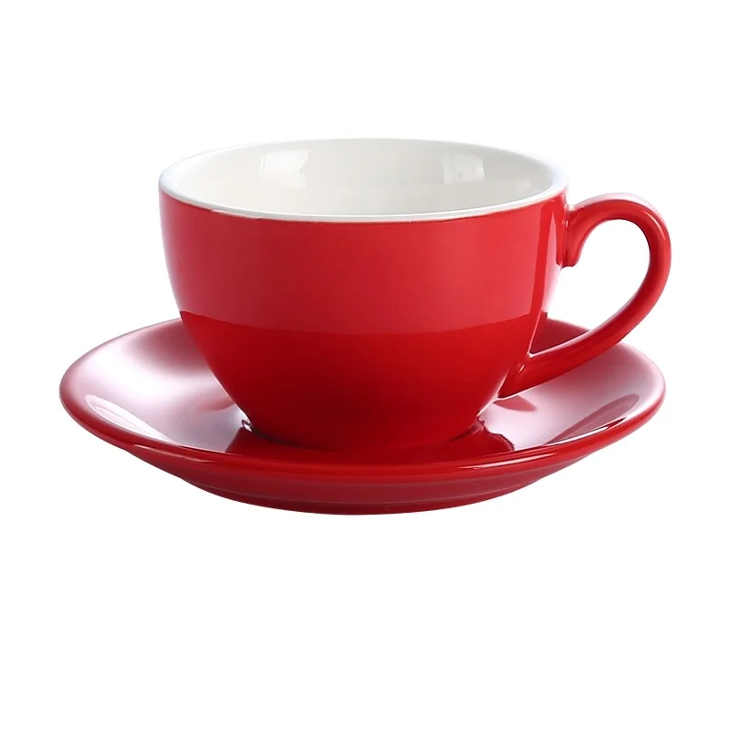 For 250Ml Hot Sale Ceramic Coffee Cappuccino Espresso Latte Cup Saucer Black