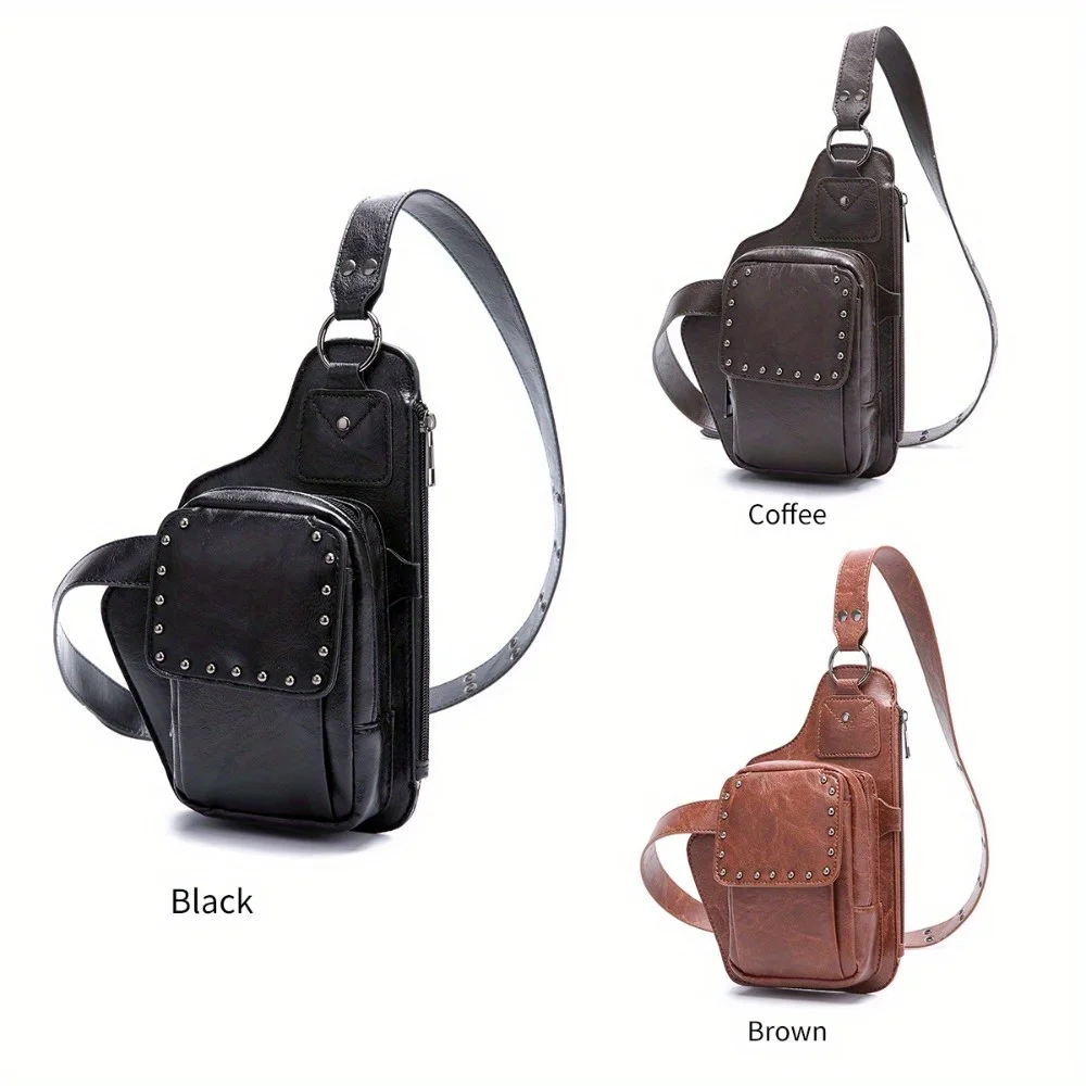 

European and American Retro Women's Casual Fashion Chest Bag - Fanny Pack Crossbody Bag with Western Biker Style