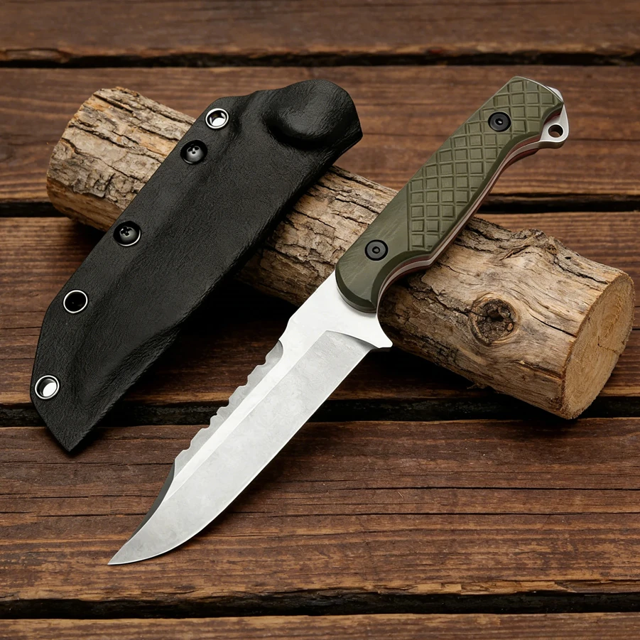 

Нож D2 Full Tang с фиксированным клинком, прочная рукоять из G10 с ножнами из кайдекса, идеально подходит для активного отдыха, кемпинга и рыбалки.