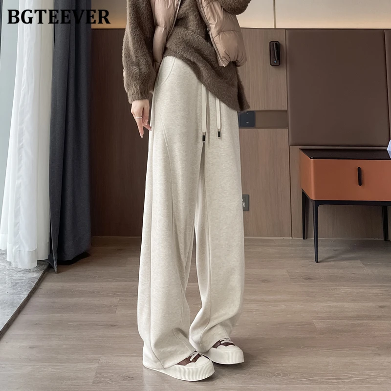 

BGTEEVER Autumn Winter Warm Trousers for Women Casual Thick Long Pants Female