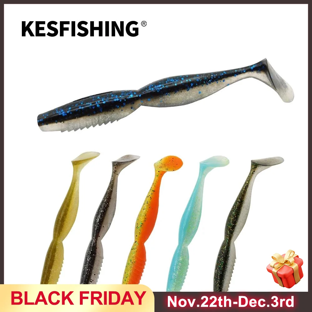 KESFISHING Fishing Lures Pesca artificial Soft Silicone Bait Spiner Shad 4 and 5 inchs the Best Bass Pike Add Fish Smell