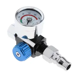 Universal Alloy Spray Gun Regulator, 0-12BAR Valve with Pressure Gauge Adjustment Gauge,Spray Gun Air Pressure Regulator Gauge