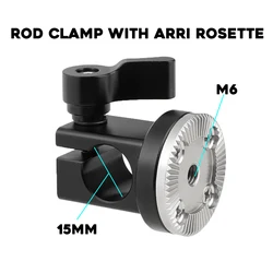 HDRIG 15mm Single Rail Rod Clamp with M6 ARRI Style Rosette Mount for DSLR Camera Cage Handgrip Photography Accessories