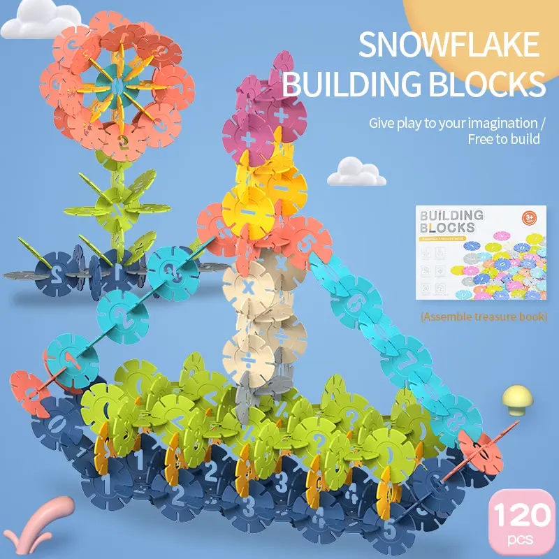 ZK50 Piece Assembly Puzzle.STEM Educational Kindergarten Children Building Blocks Toy.120PCS Large Round Hole Snowflake Toys