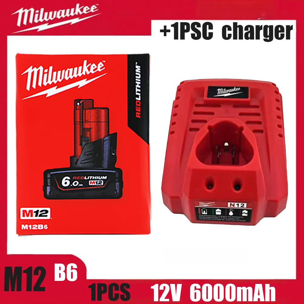 Baterie Milwaukee M12 12V originální lithiová baterie 5000mAh/6000mAh M1248-11-2401 48-11-242 M12B6 pro elektrické nářadí - náhled 6