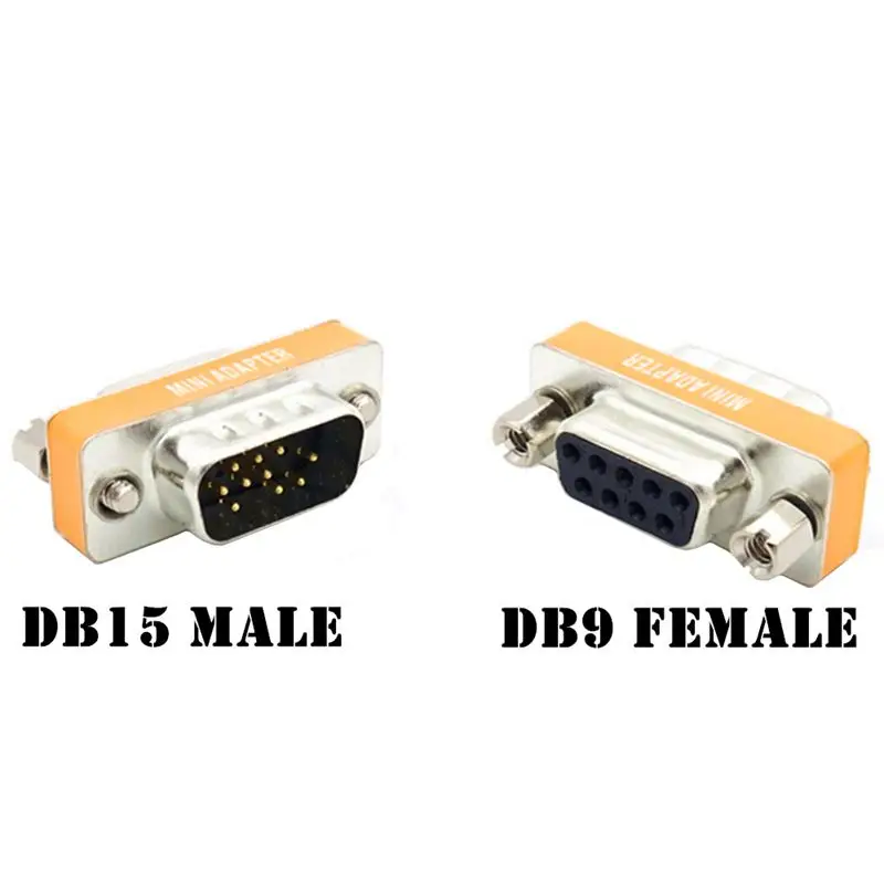 Metall Mini Serial Port 9Pin Display zu DB15Pin Stecker Buchse Konverter HD15/DB9 VGA (D-SUB, RGB)