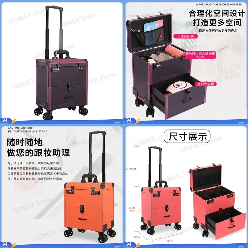 Professional Leather Cosmetic Case Tattoo Embroidery Manicure Tool Box Portable Beauty Organizer Storage Bag for Artists