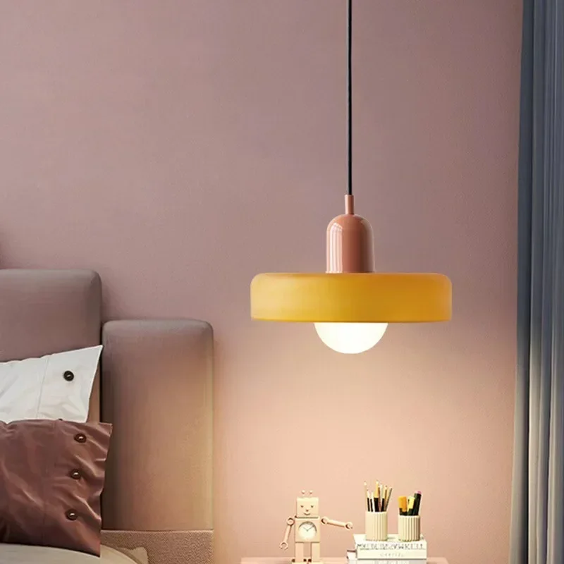 

Nordic Glass Pendant Light Macaron LED Pendent Lamps For Living Bedroom Study Dining Room Bar Indoor Decorative Fixtures