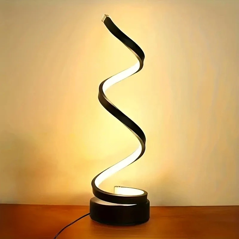 Minimalist Spiral Table Lamp Three Color Dimmable Desk Lamp Ambient Light Bedroom Lamps Bar Cafe Office Hotel Living Room Decor