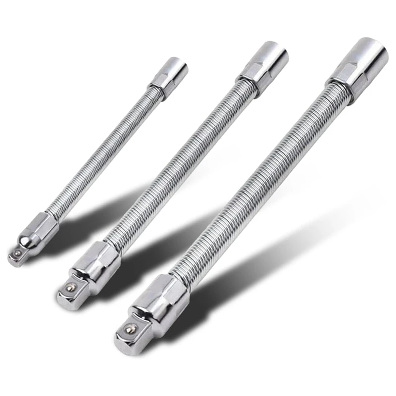 3PCS Electric Wrench Sleeve Universal Extension Rod - Flexible Drill Bit Extension, Bendable Flexible Shaft Flexible Durable