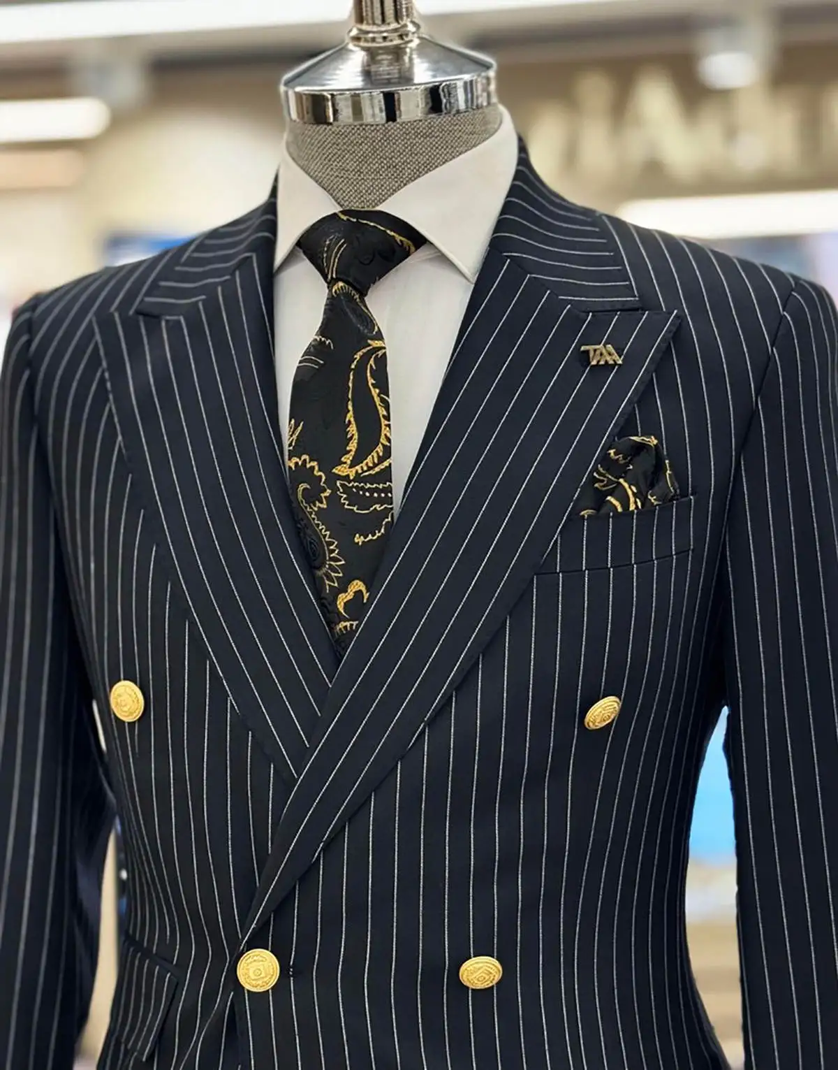 Ternos de casamento clássicos masculinos, lapela pontifada, listrada, smoking trespassado, blazer do noivo com calça, traje, 2 peças