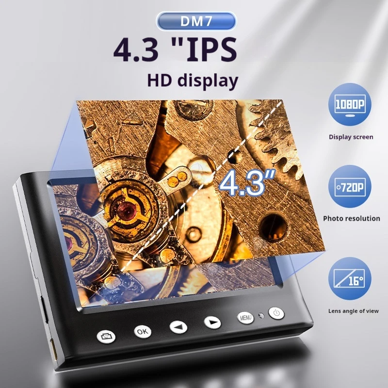 Microscopio con pantalla de 4,3 pulgadas, microscopio electrónico, microscopio Digital, cámara con lupa endoscópica de reparación Lcd de 4,3 "hd