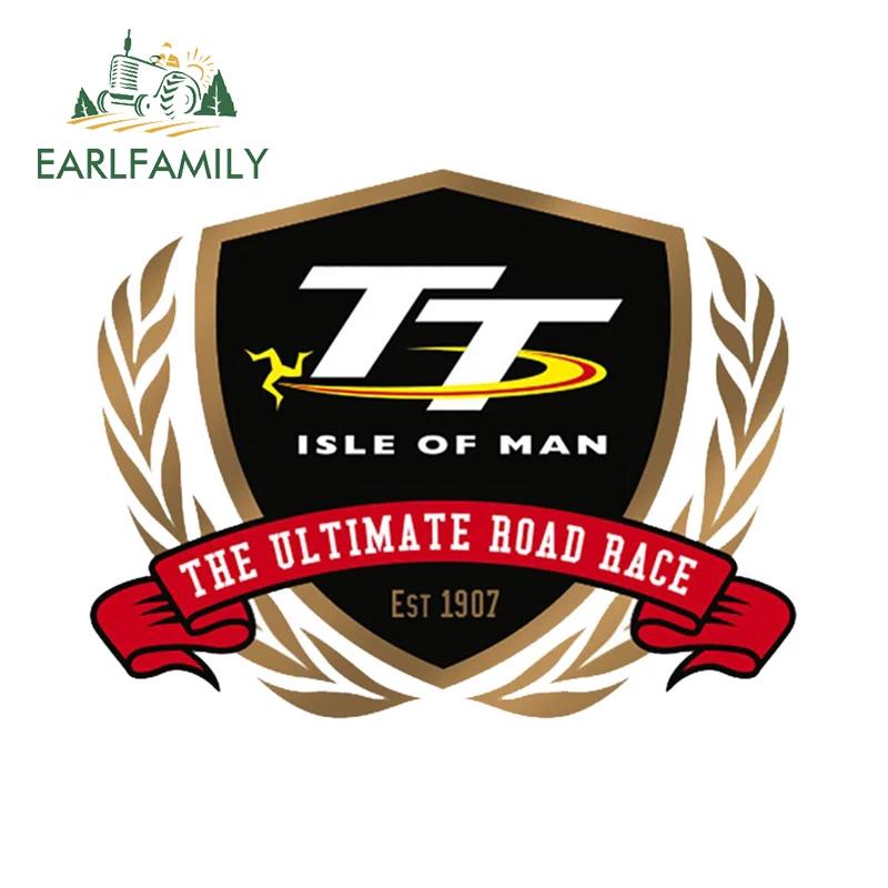 EARLFAMILY 13 سنتيمتر سباقات TT جزيرة الرجال شعار ملصقات السيارات مقاوم للماء واقية من الشمس مائي محمول الوفير دراجة نارية جذع اكسسوارات السيارات
