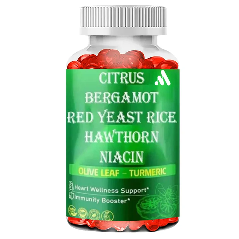 Citrus bergamot supplement -15 in 1 natural blend of red yeast rice, hawthorn, olive leaves, tasteless garlic, turmeric