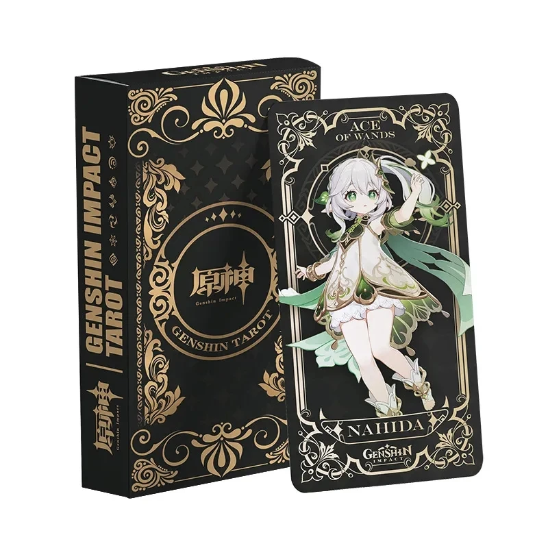 

56Pcs/Box Game Game Genshin Impact Tarot Card Nahida Eula Thoma Layla Kaeya Playing Card Cosplay Props Anime 14X7CM Tarot Card