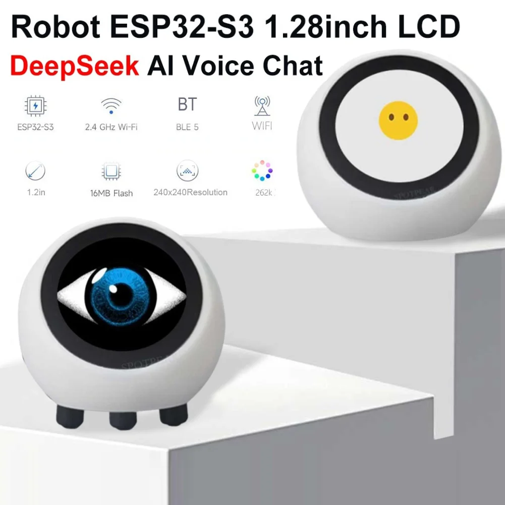 Smart Desktop Robot 1.28In LCD Screen Mini Robot Tabletop Ornaments Smart DeepSeek Assistant Robot for Home Office School